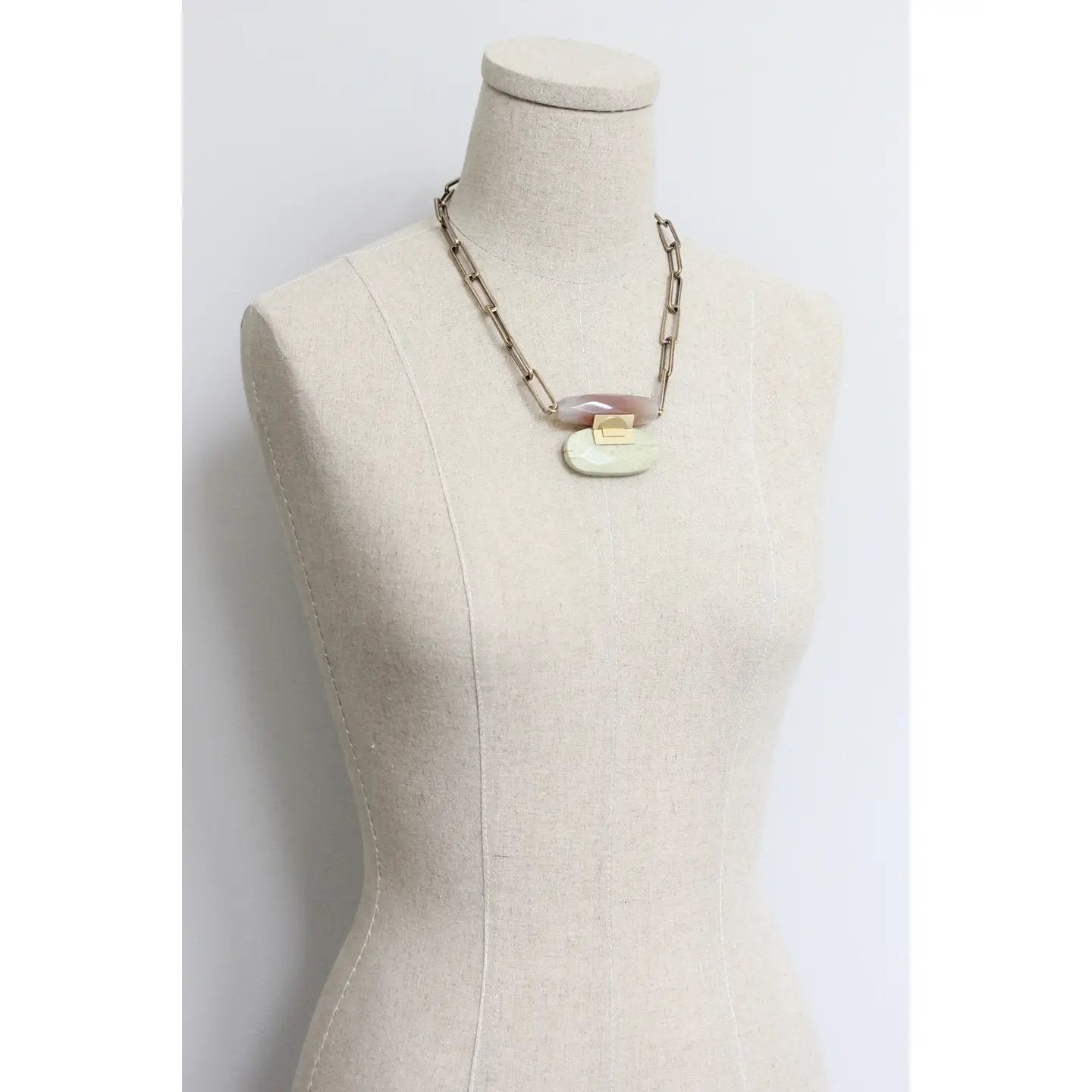 Agate + Jasper Pendant Necklace