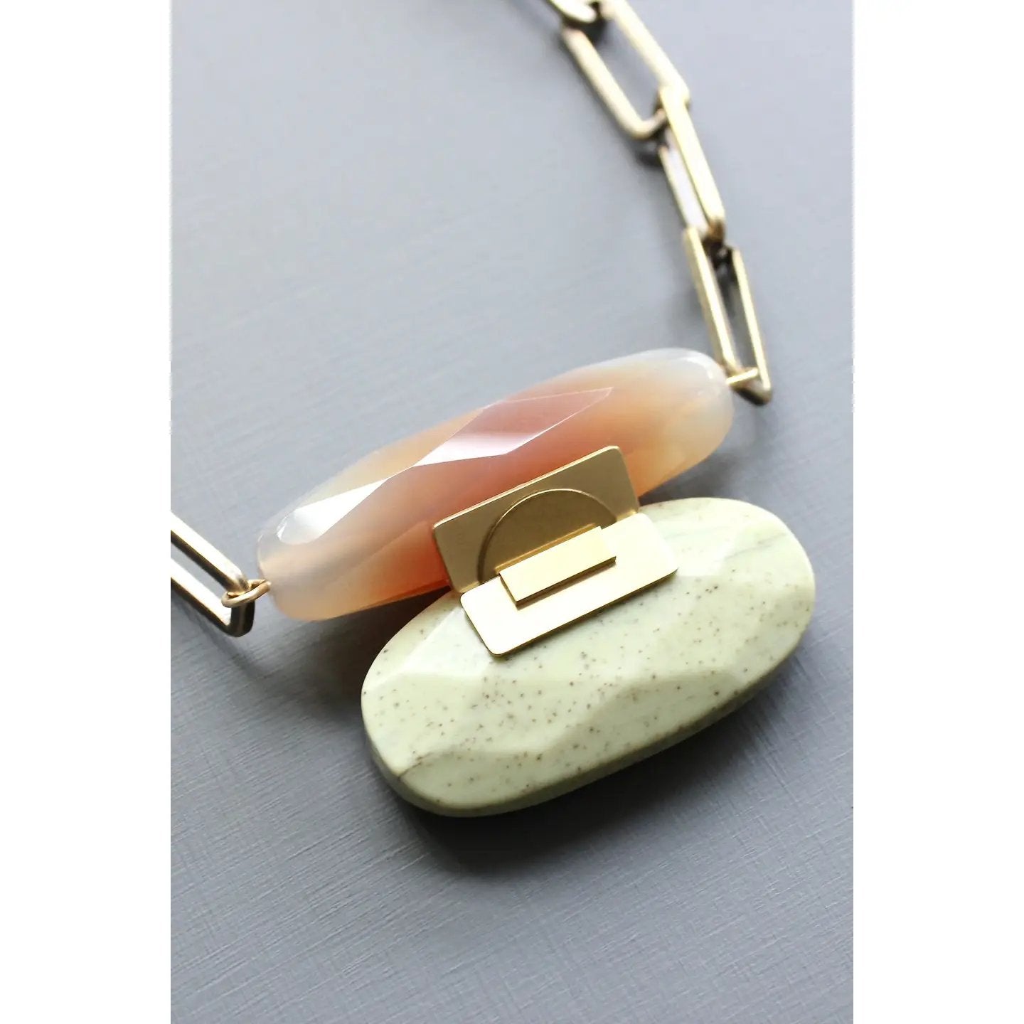 Agate + Jasper Pendant Necklace