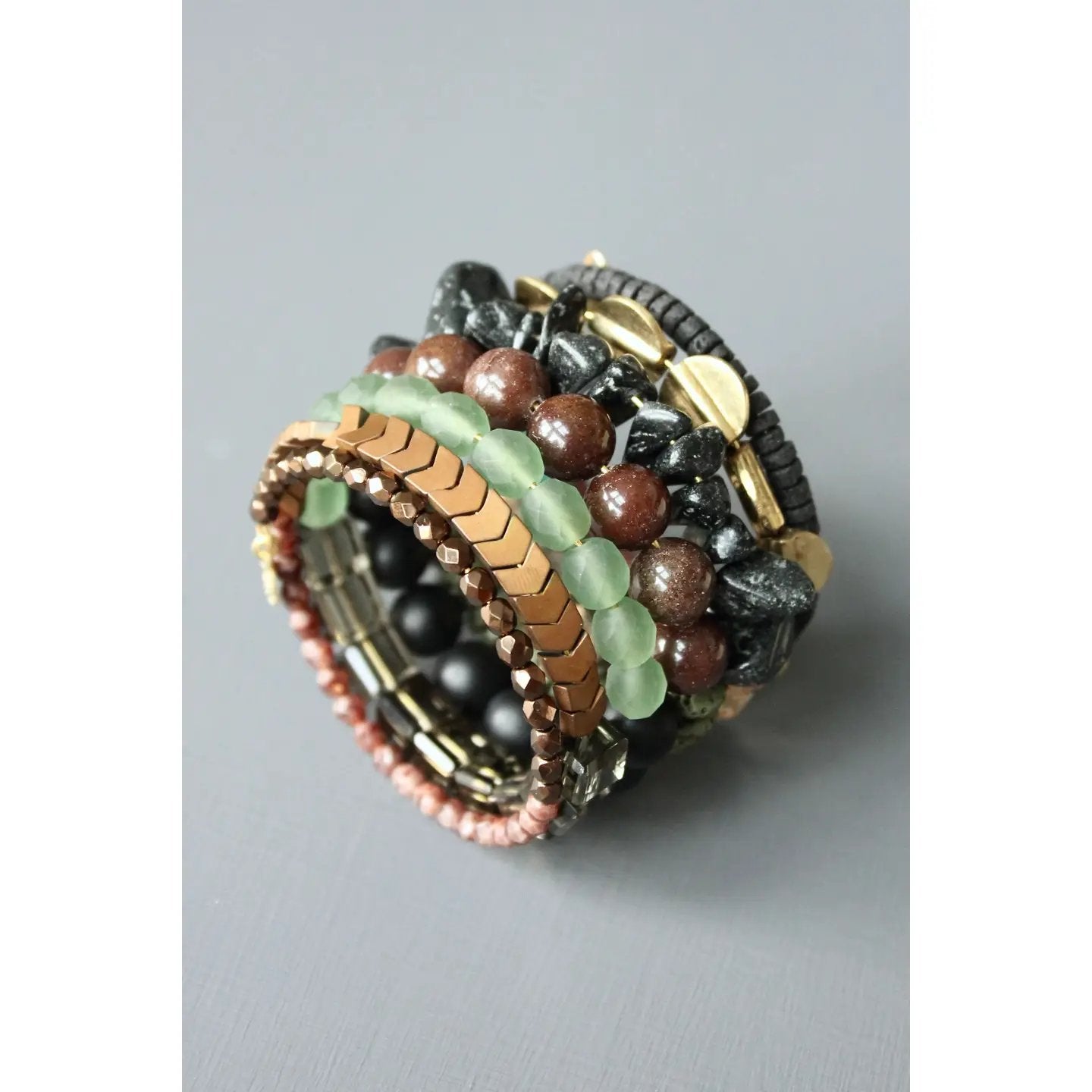 Moss Green + Cocoa Wrap Bracelet