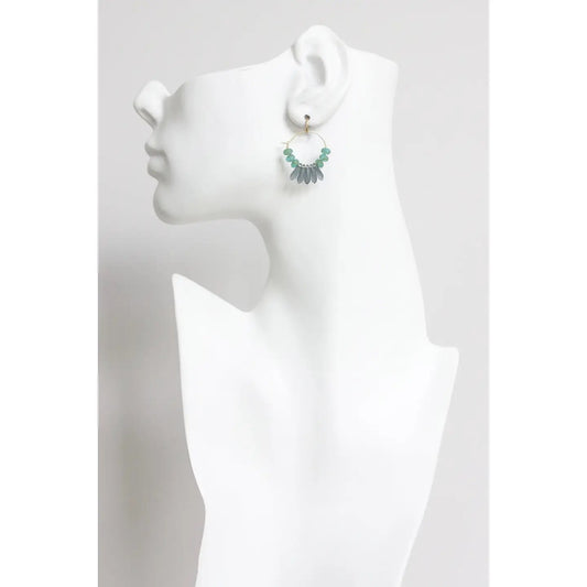 Blue Montana Matte Glass Fringe Mini Hoop Earrings