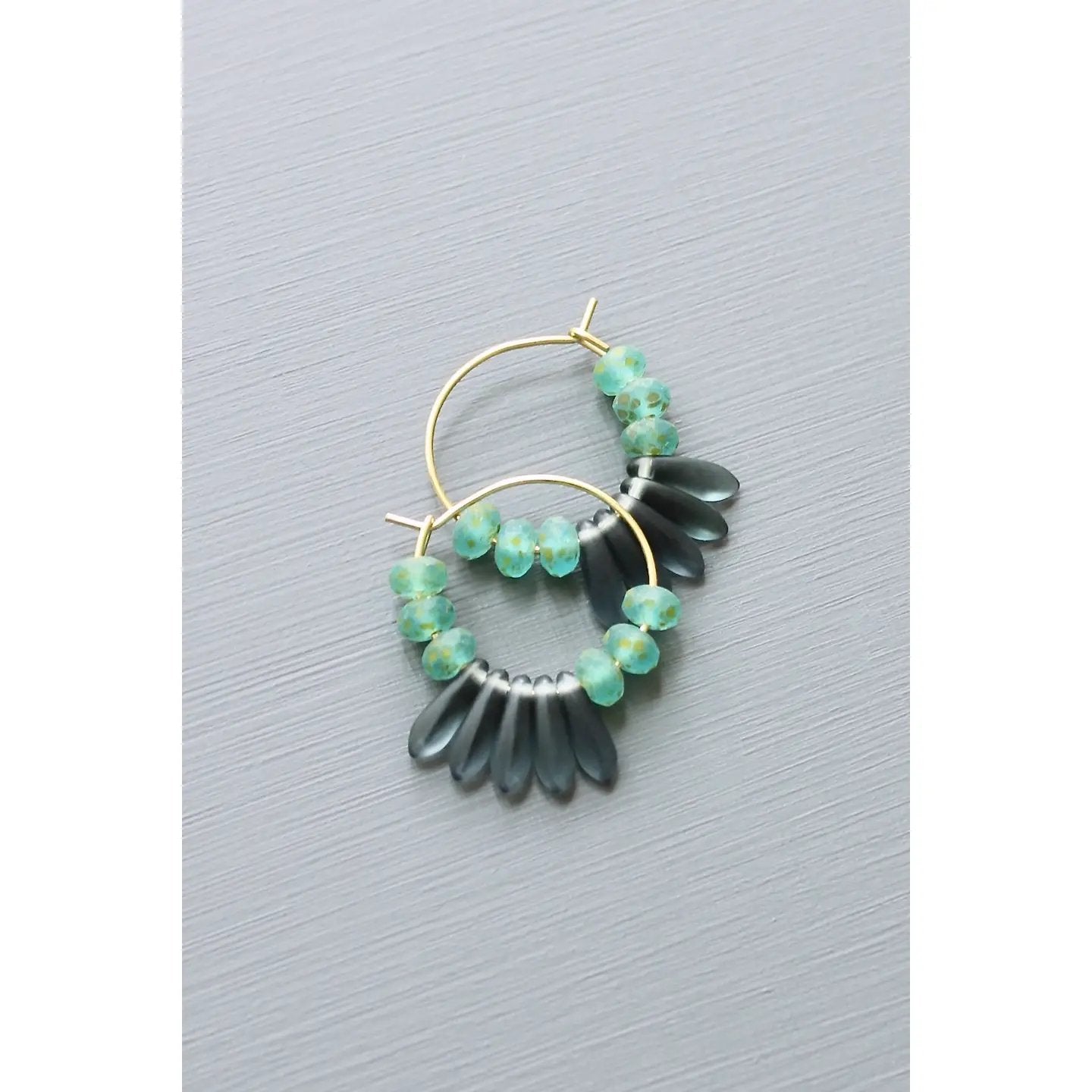Blue Montana Matte Glass Fringe Mini Hoop Earrings