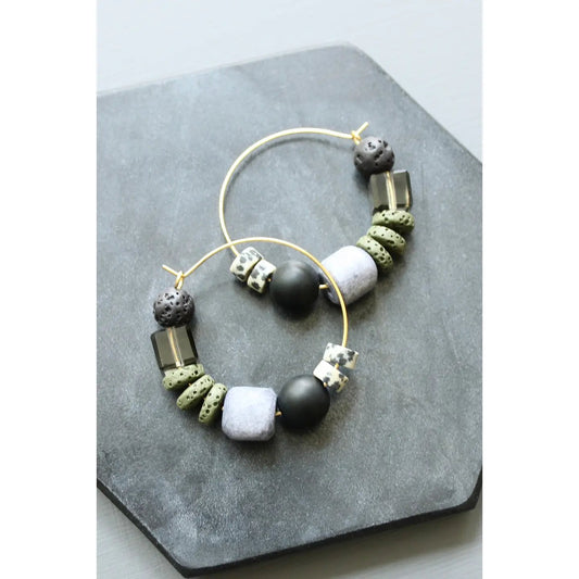 Multi-Stone Hoop Earrings