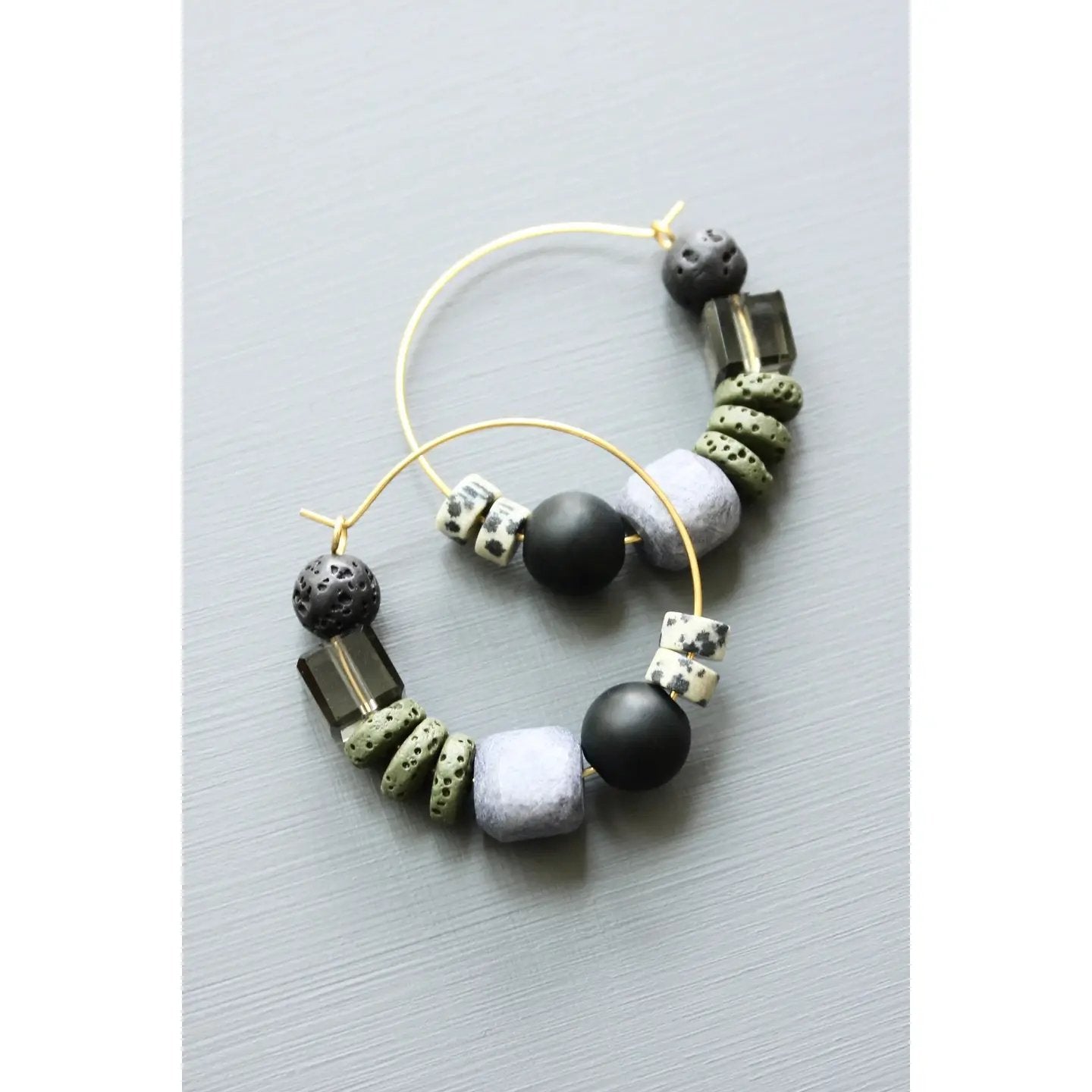 Multi-Stone Hoop Earrings