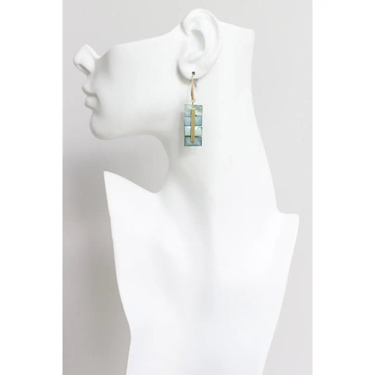 Green Shell Geometric Drop Earrings