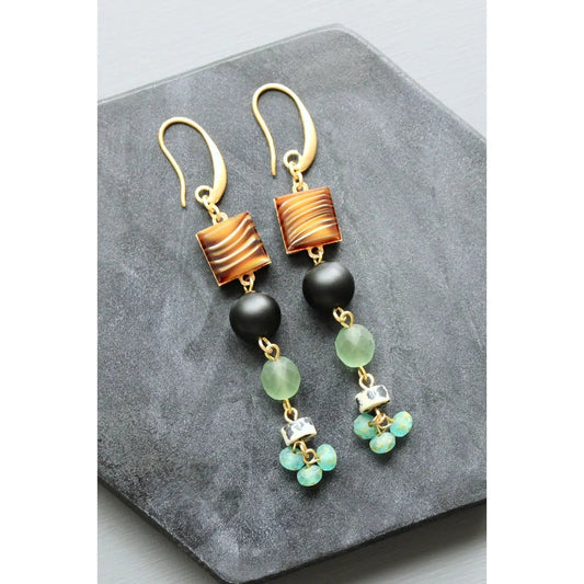 Vintage Glass Long Statement Earrings