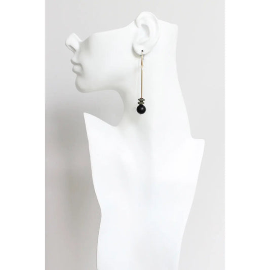Black + Moss Green Geometric Drop Earrings
