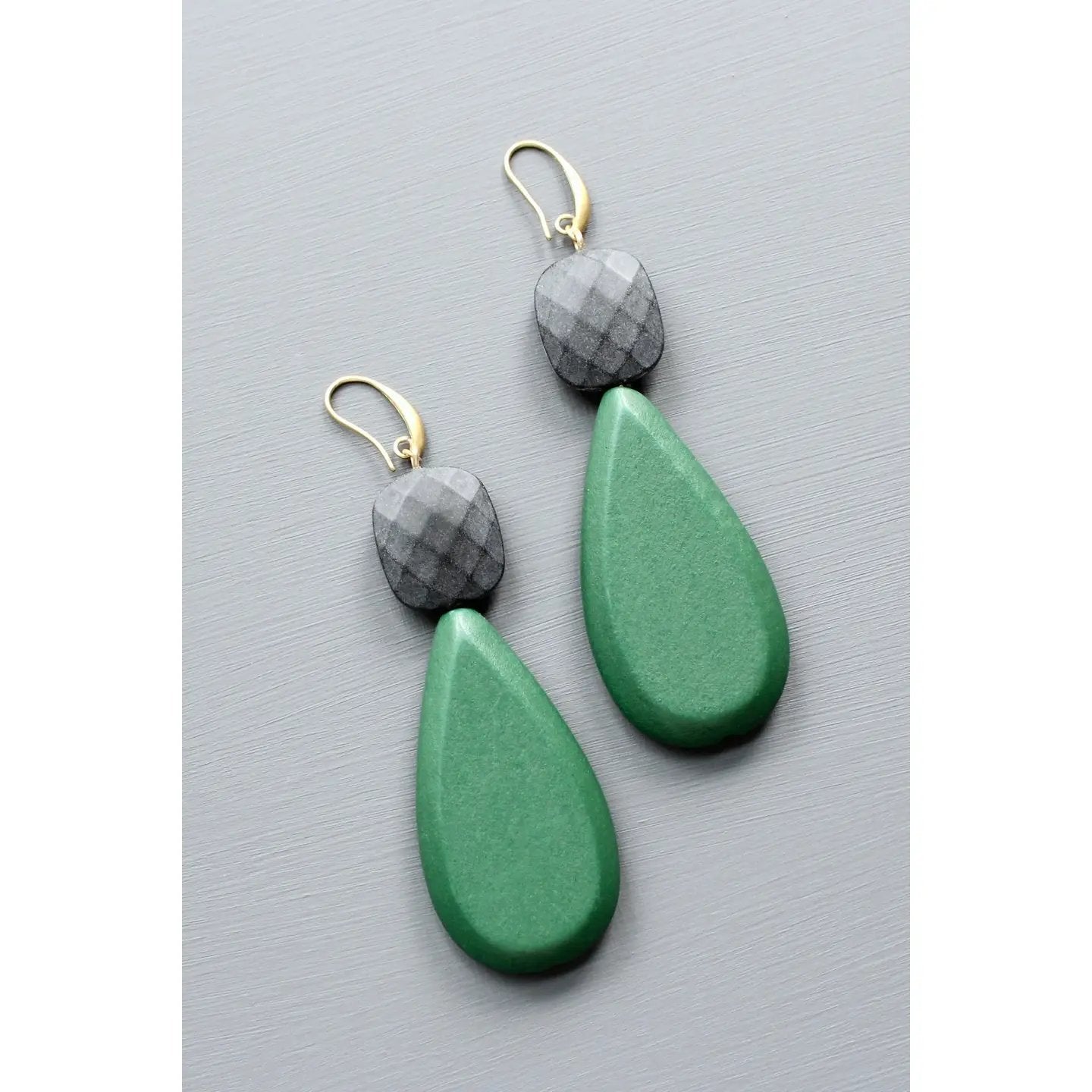 Hunter Green + Black Statement Earrings