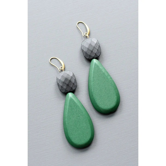 Hunter Green + Black Statement Earrings