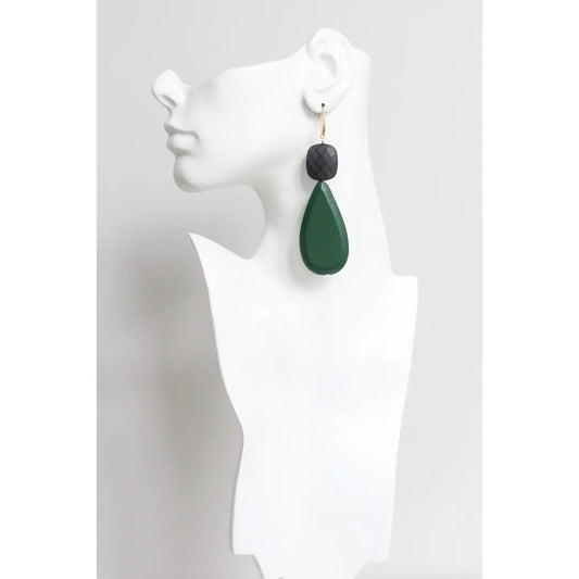 Hunter Green + Black Statement Earrings