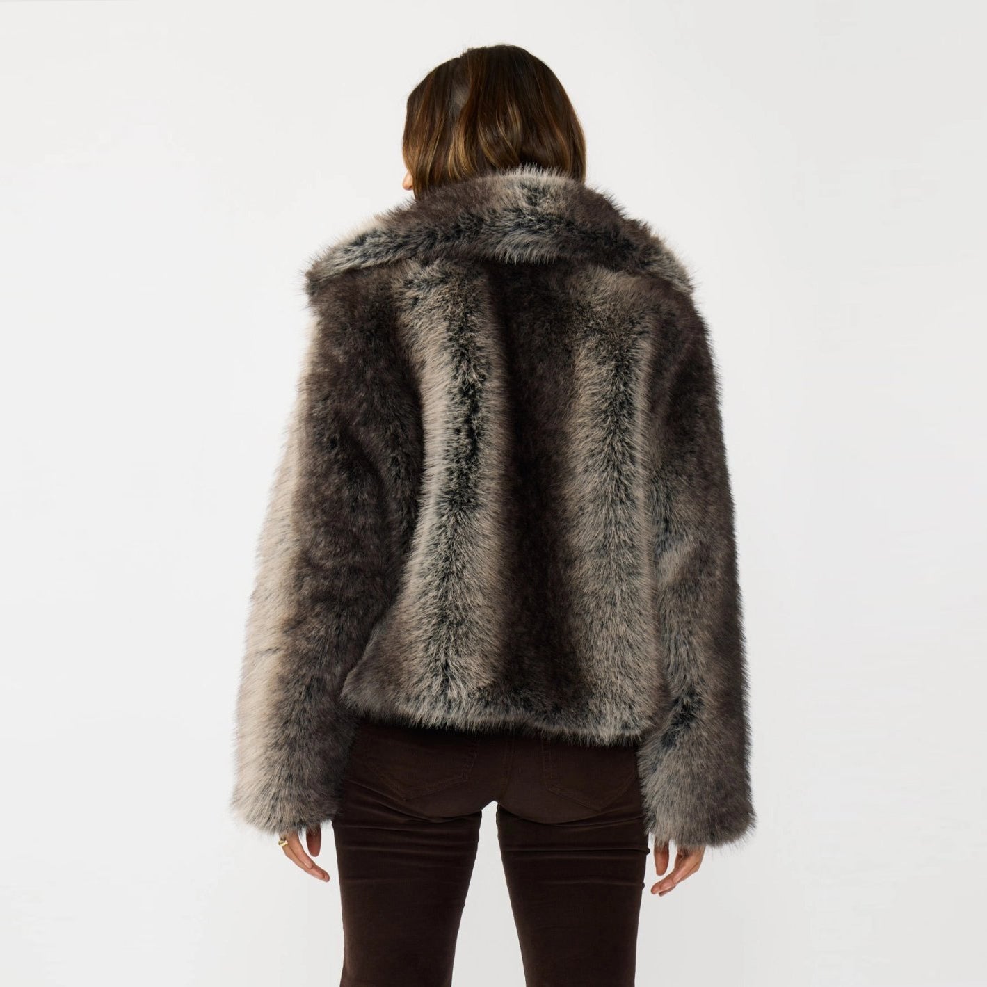 Ombré Faux Fur Jacket - Charcoal