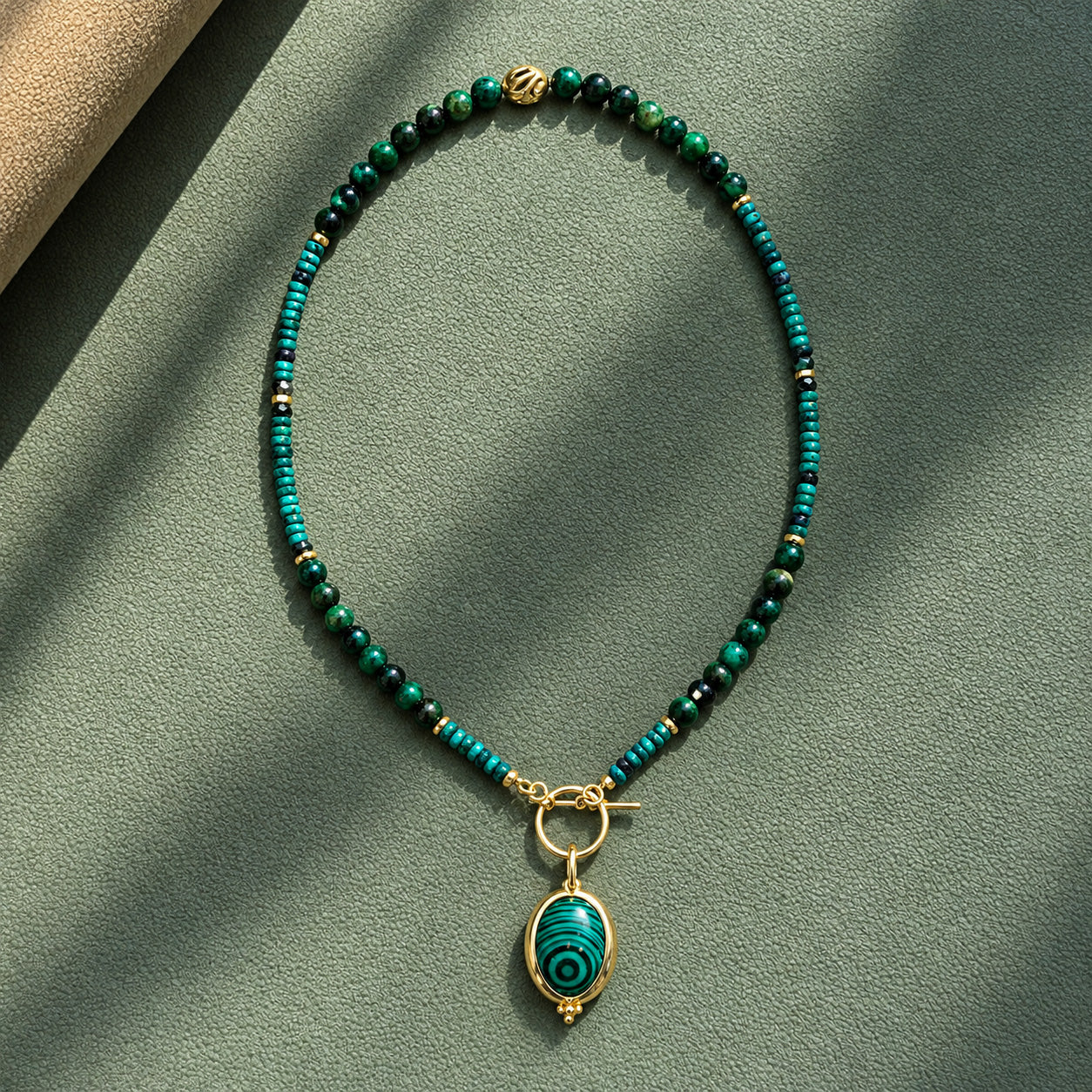 Malachite Cage Pendant Necklace