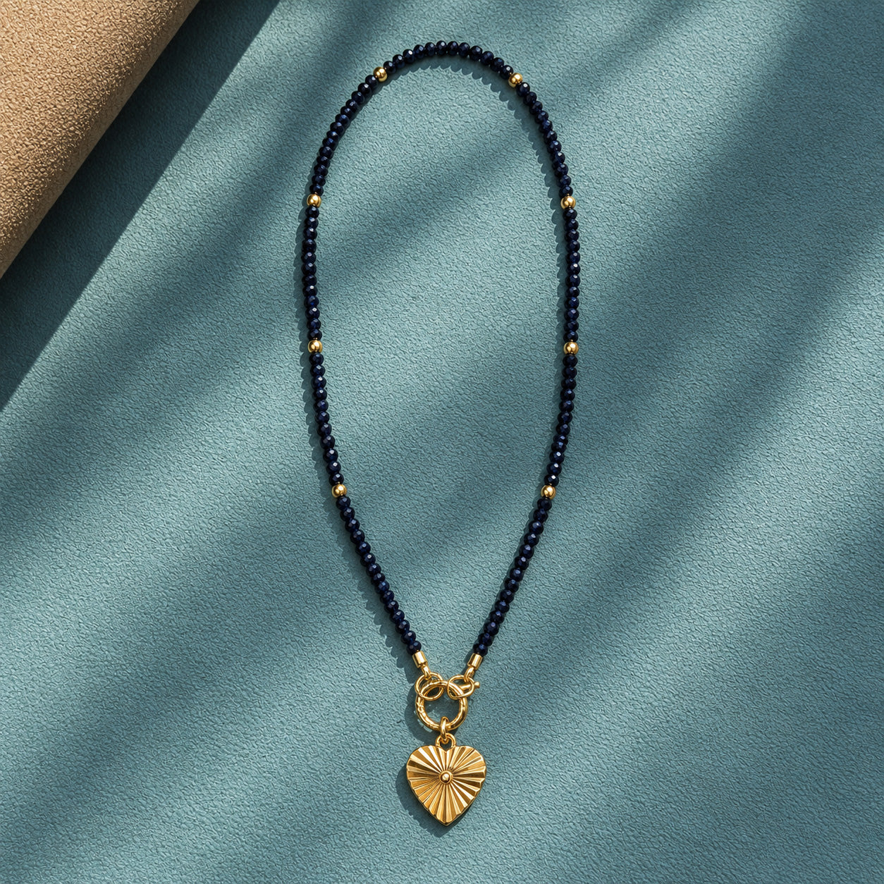 Black Spinel + Radiant Heart Pendant Necklace