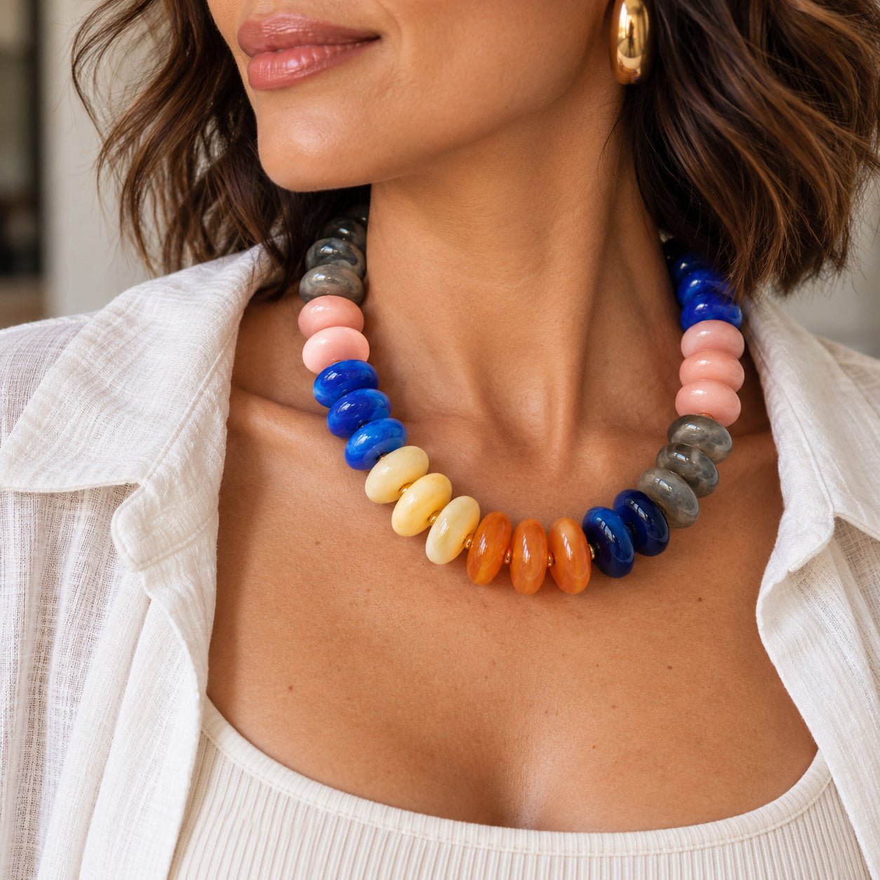 Multicolor Rondelle Statement Necklace