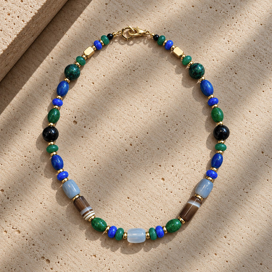 Green + Blue Mixed Bead Necklace