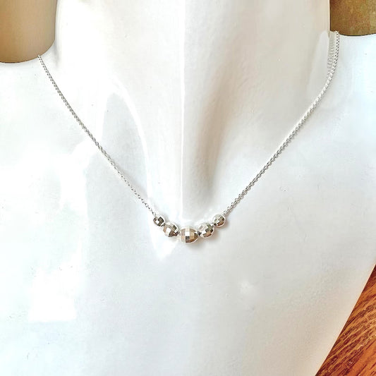 Sterling Silver Disco Ball 5-Bead Necklace