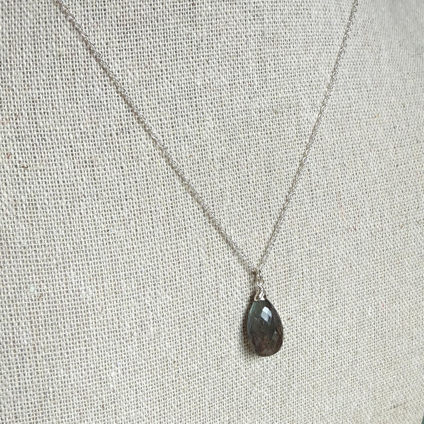 Sterling Silver Wrapped Labradorite Pendant Necklace
