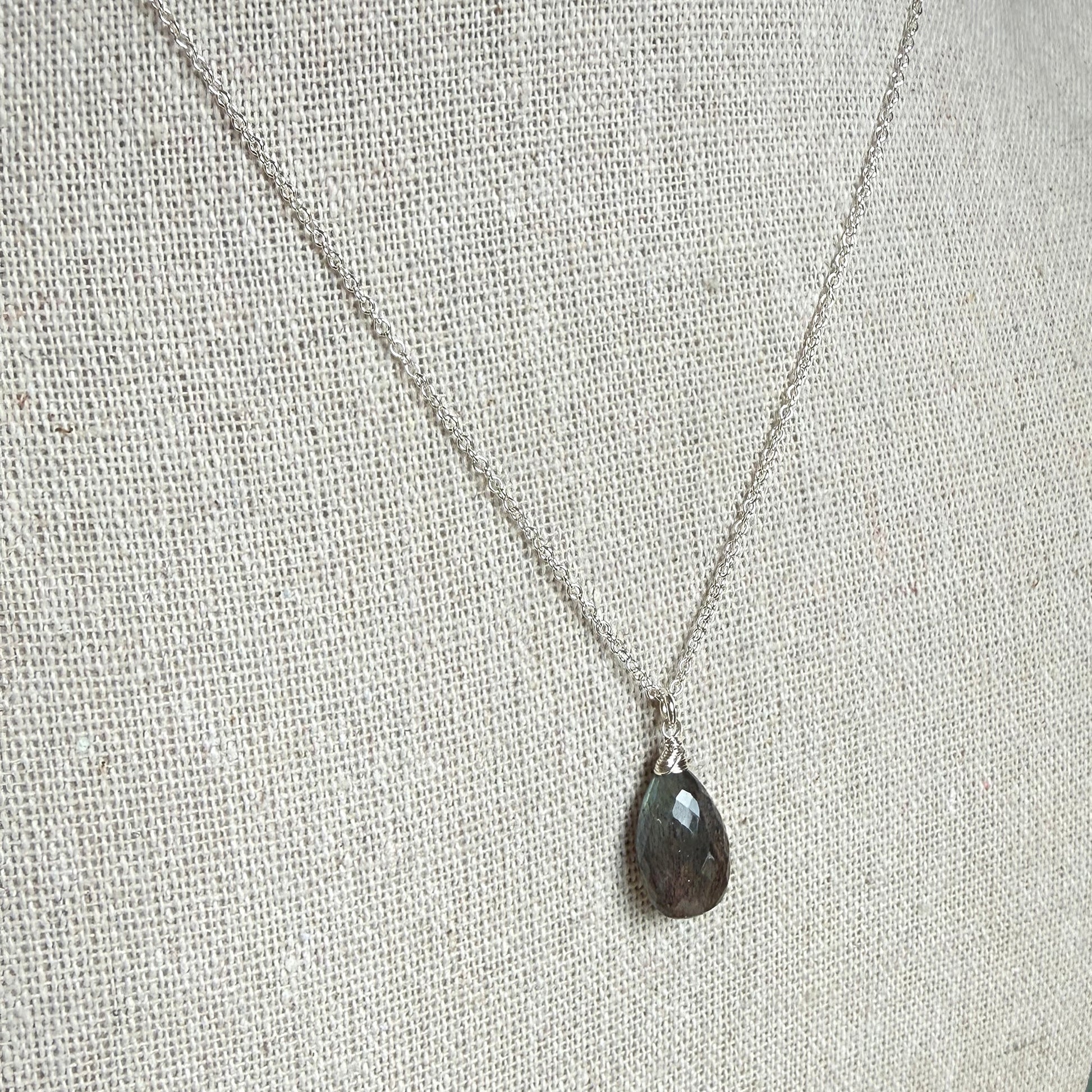 Sterling Silver Wrapped Labradorite Pendant Necklace