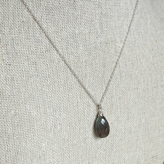 Sterling Silver Wrapped Labradorite Pendant Necklace