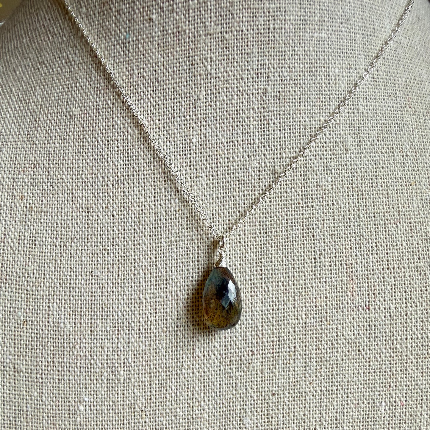 Sterling Silver Wrapped Labradorite Pendant Necklace