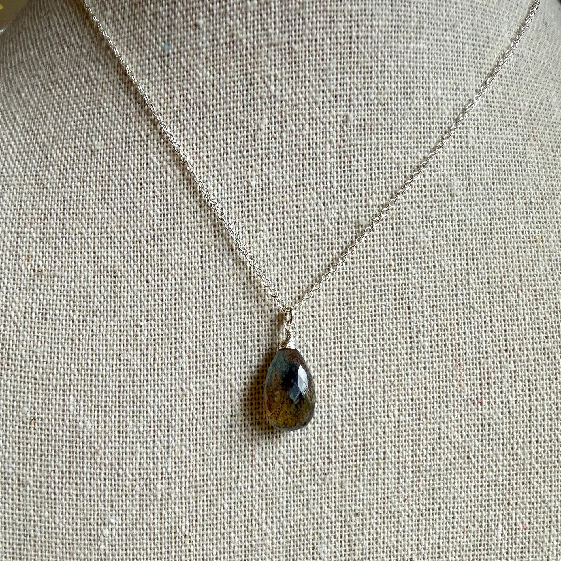 Sterling Silver Wrapped Labradorite Pendant Necklace