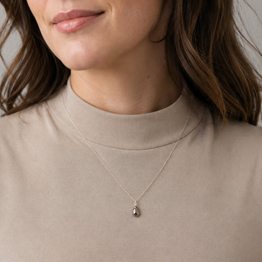 Sterling Silver Wrapped Pyrite Pendant Necklace
