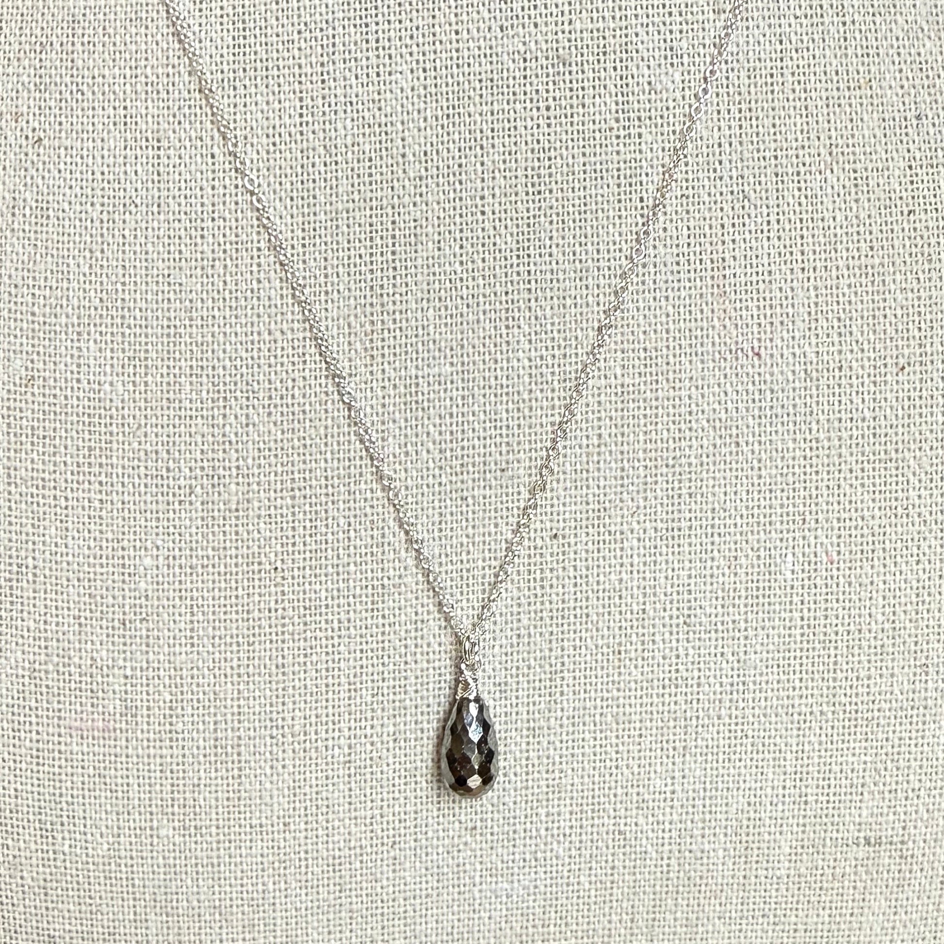 Sterling Silver Wrapped Pyrite Pendant Necklace