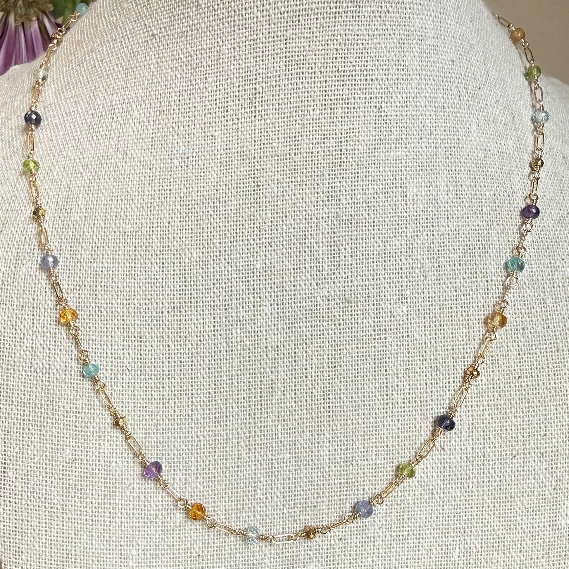 Mixed Gemstone Confetti Necklace – Gold Filled