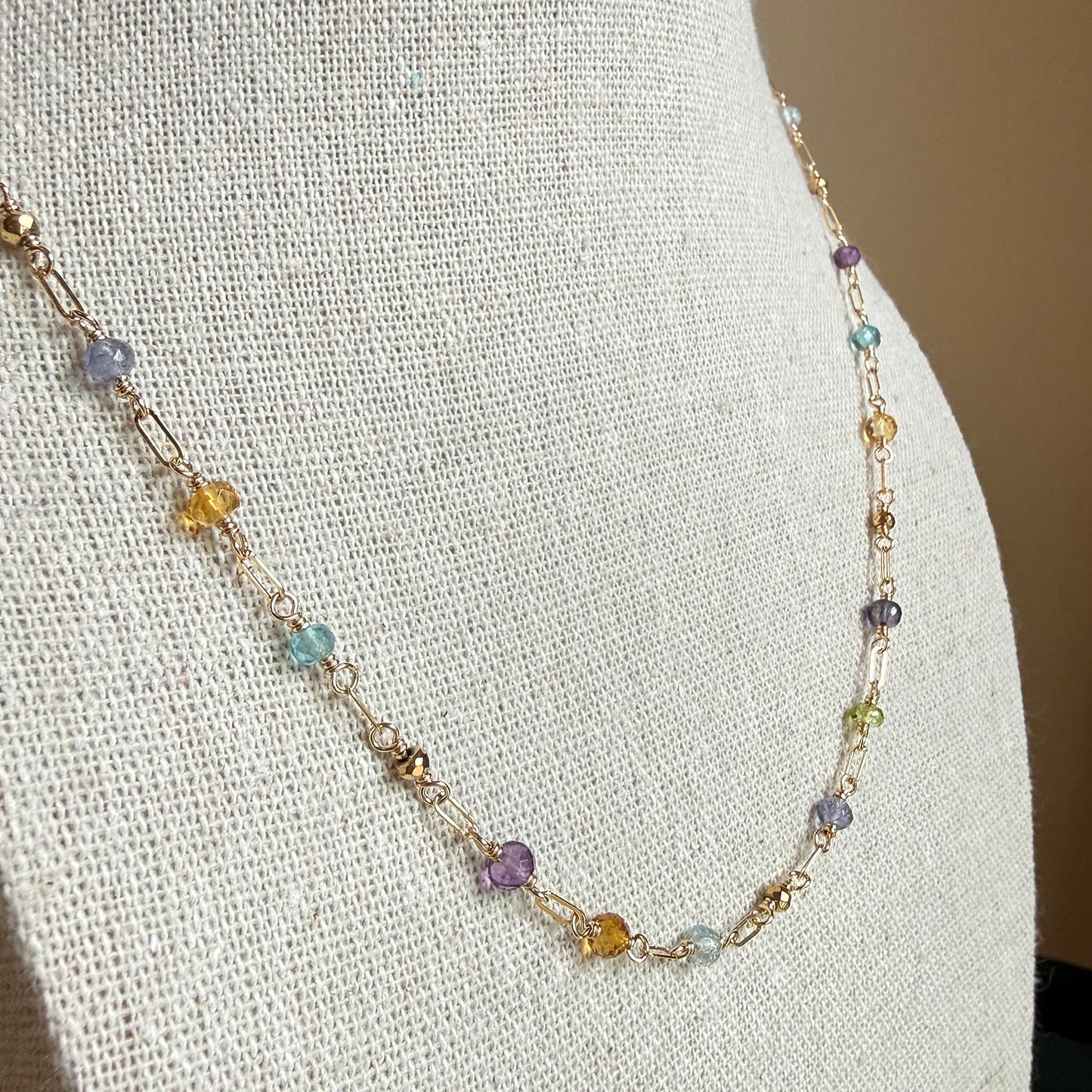 Mixed Gemstone Confetti Necklace – Gold Filled