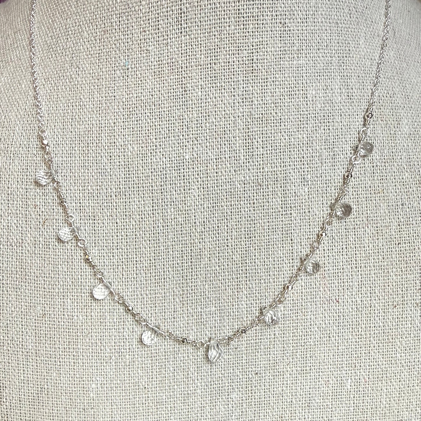 White Topaz Teardrops Necklace – Sterling Silver