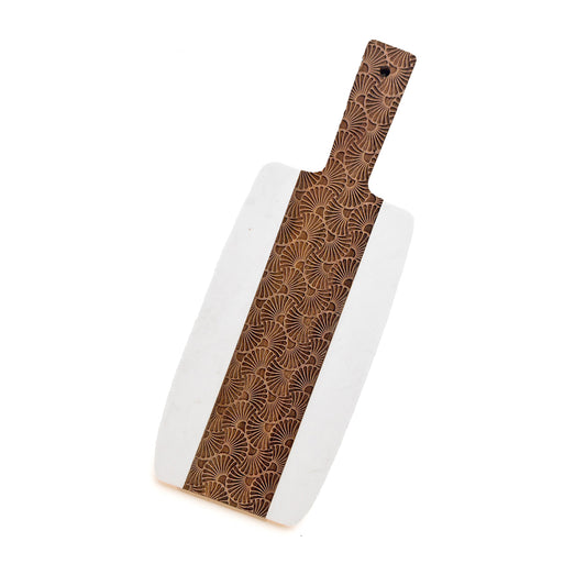 Large Marble + Engraved Acacia Wood Serving/Cutting Board