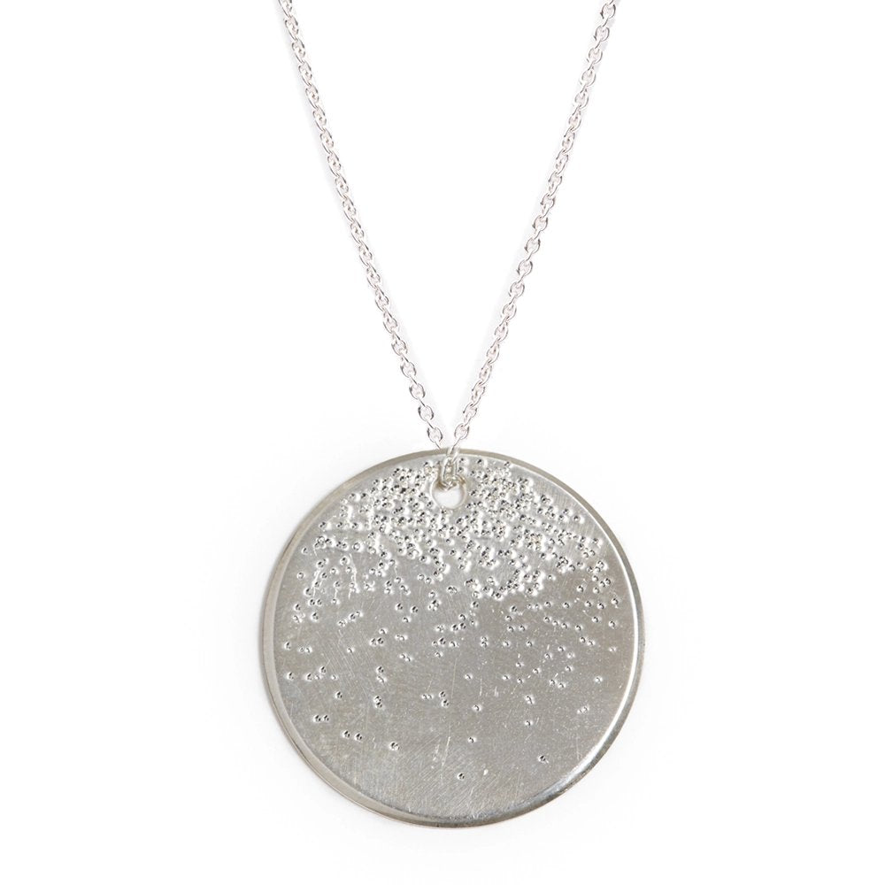 Diamond Dusted Large Coin Necklace - Sterling Silver