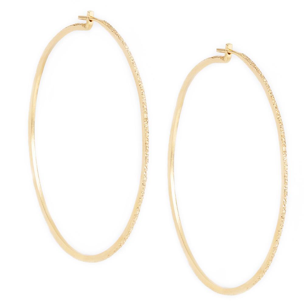 Diamond Dusted Large Round Hoop Earrings (Select Material)