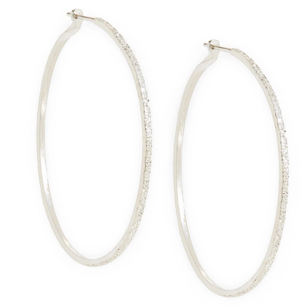 Diamond Dusted Large Round Hoop Earrings (Select Material)