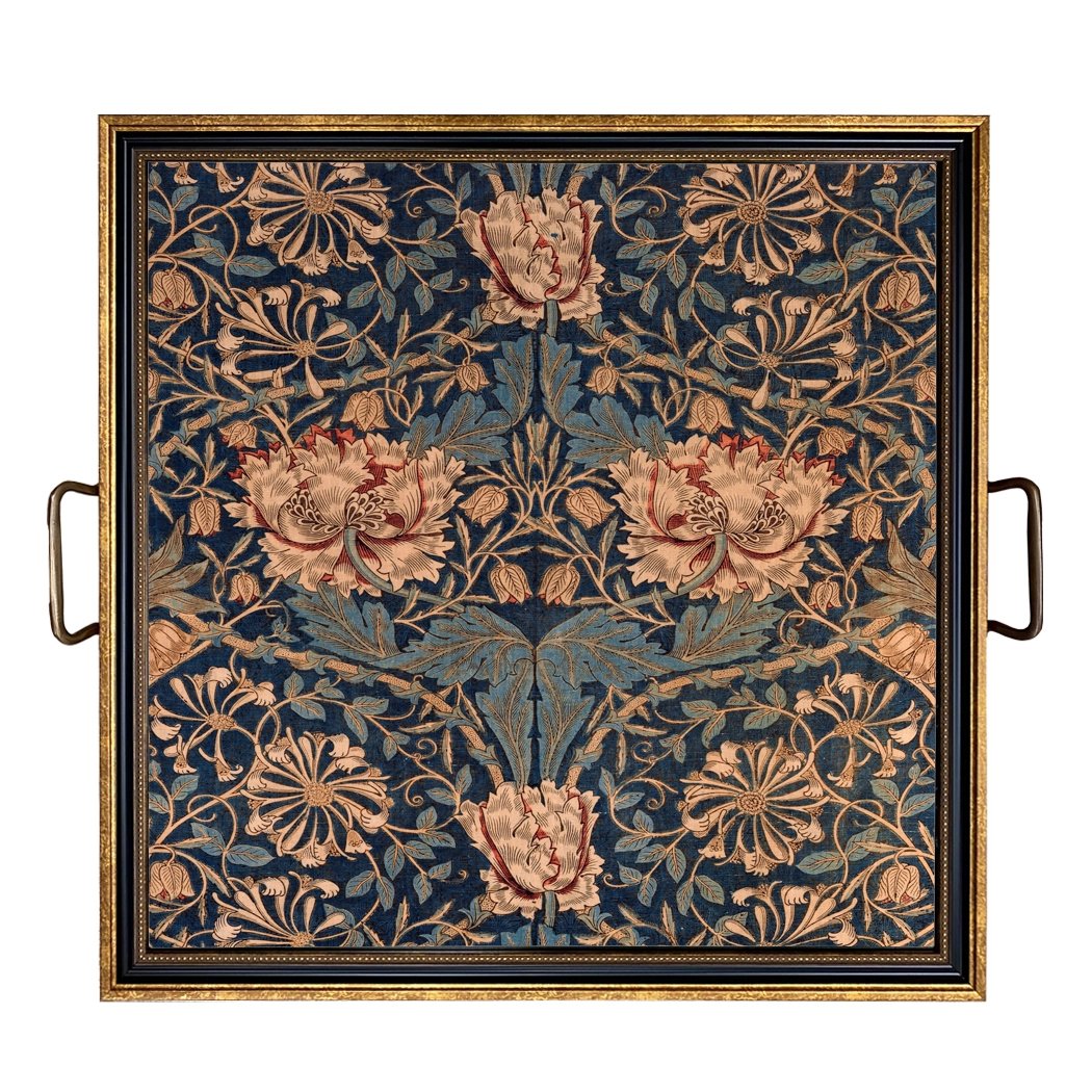 Large William Morris Honeysuckle Decorative Tray with Brass Handles