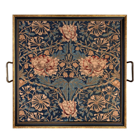 Large William Morris Honeysuckle Decorative Tray with Brass Handles