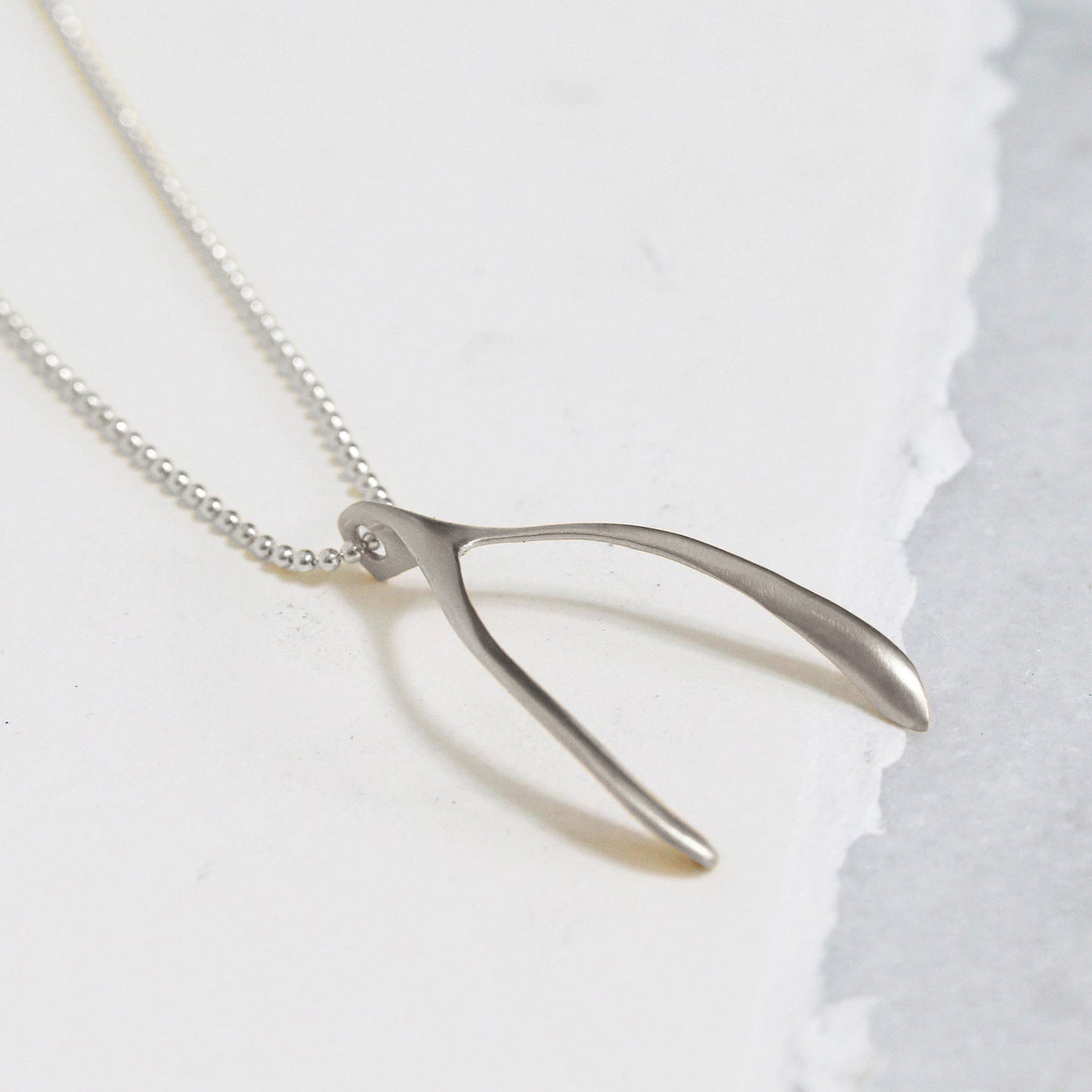 Large Wishbone Necklace - Sterling Silver