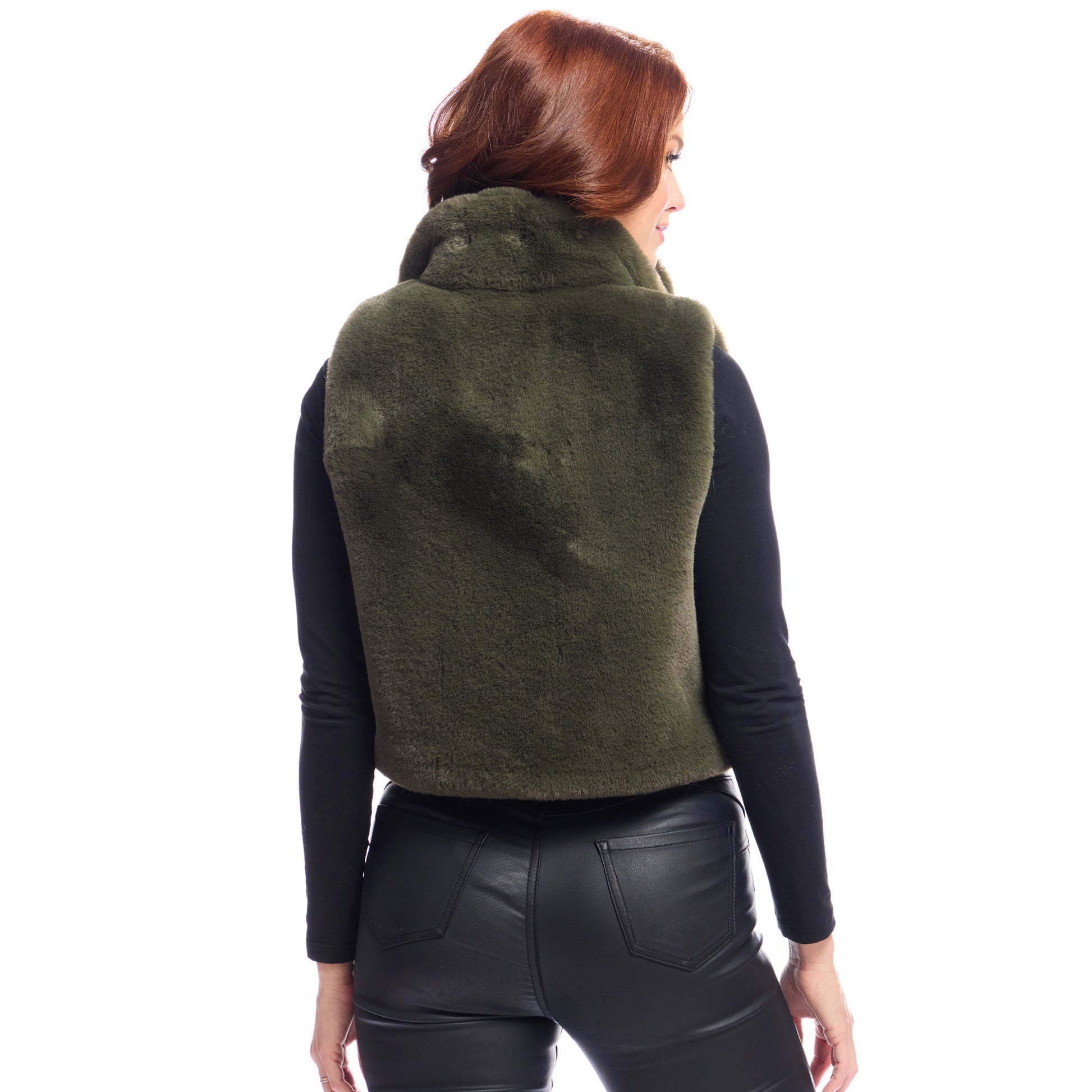 Faux Fur 'Le Mink' Vest - Olive