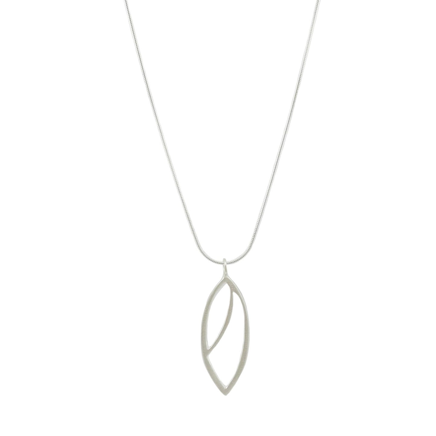 Open Leaf Pendant Necklace - Sterling Silver