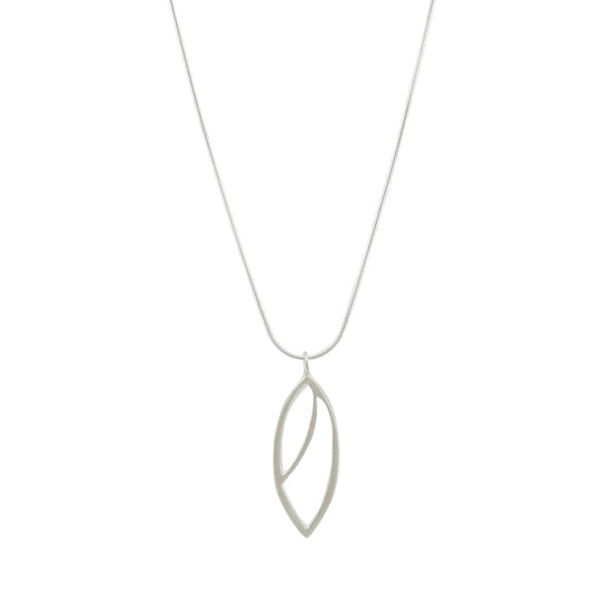 Open Leaf Pendant Necklace - Sterling Silver