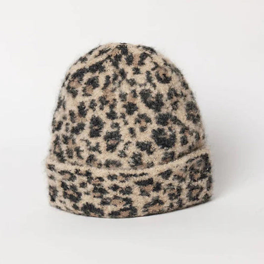 Leopard Beanie Hat - Sand