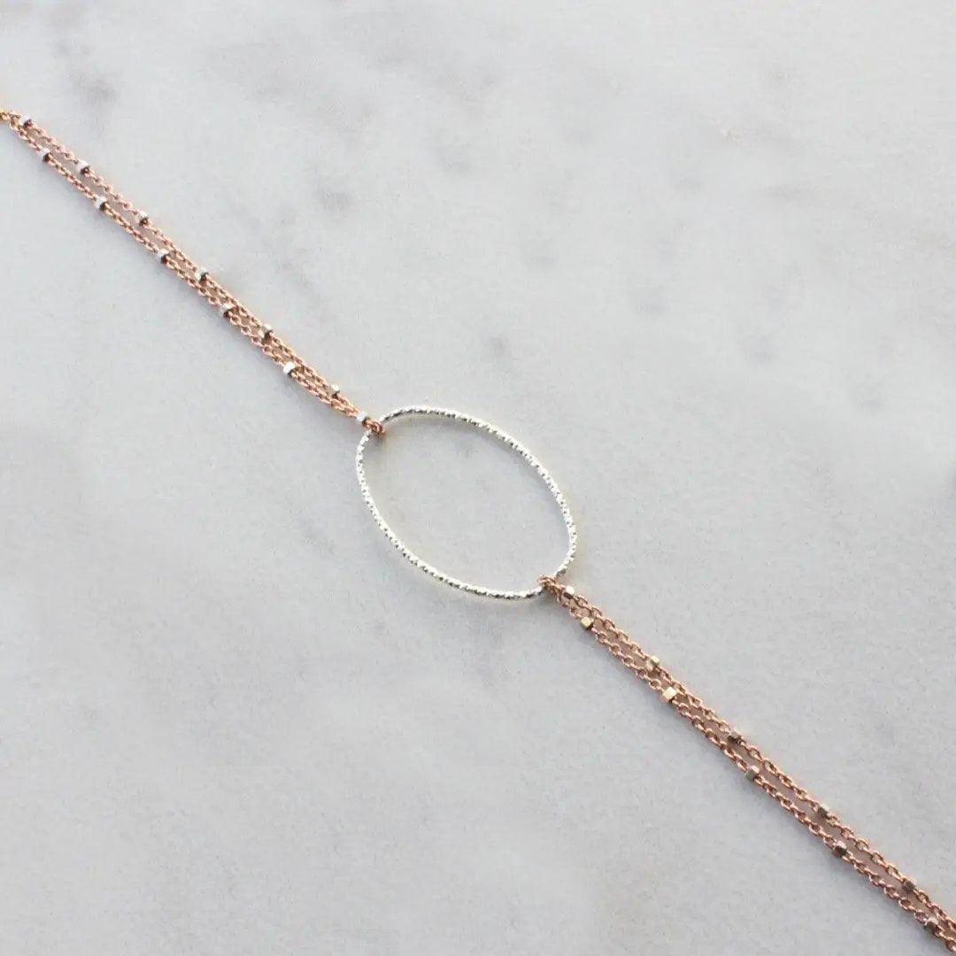 Silver Link Bracelet - Rose Gold + Silver Sparkle