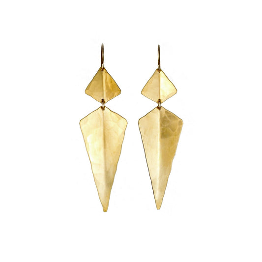 Folded Kite Drop Earrings - Brass