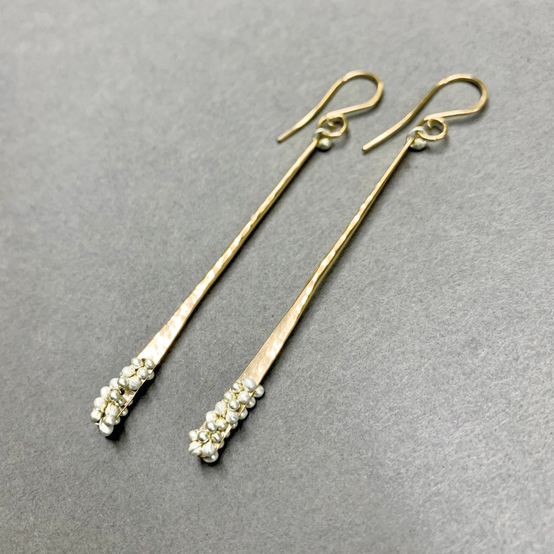 Long Caviar Wand Earrings - Gold Fill + Sterling Silver