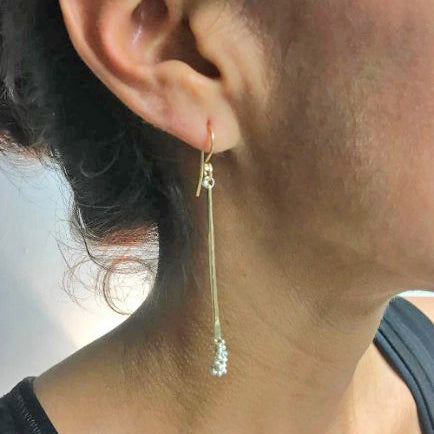 Long Caviar Wand Earrings - Gold Fill + Sterling Silver