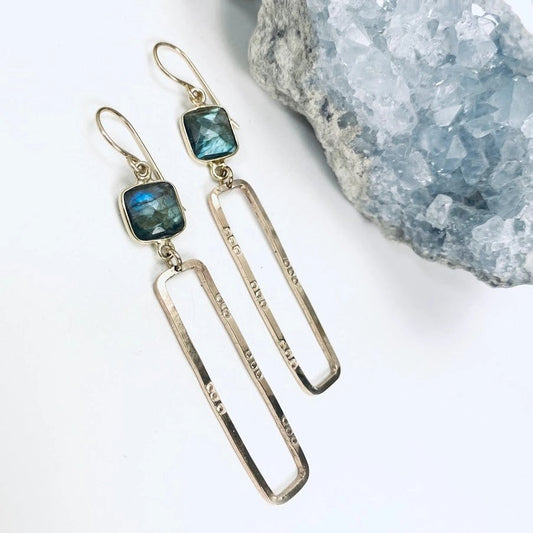 ‘Long Story’ Earrings with Labradorite