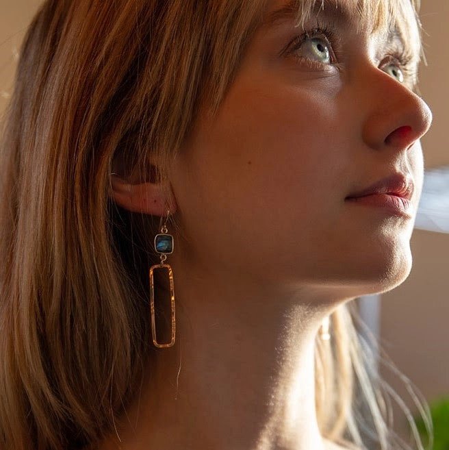 ‘Long Story’ Earrings with Labradorite