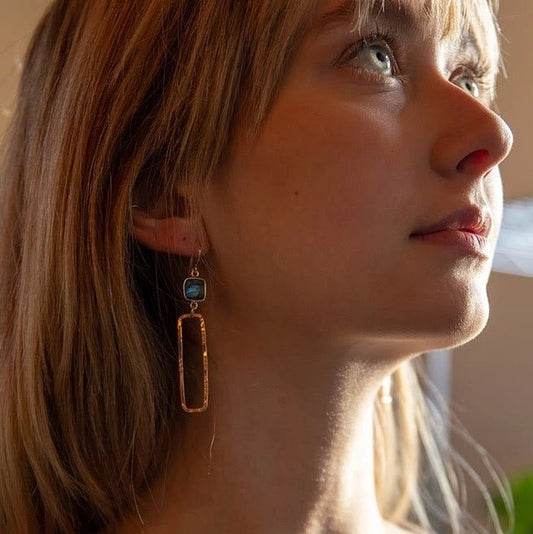 ‘Long Story’ Earrings with Labradorite
