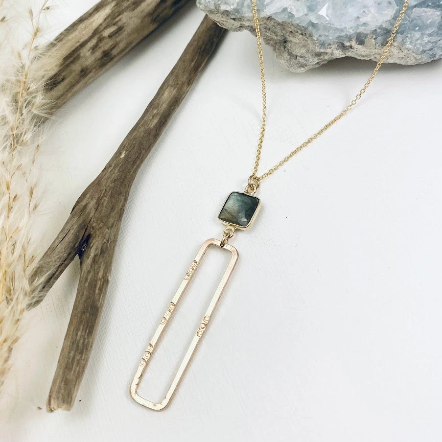 ‘Long Story’ Pendant Necklace with Labradorite