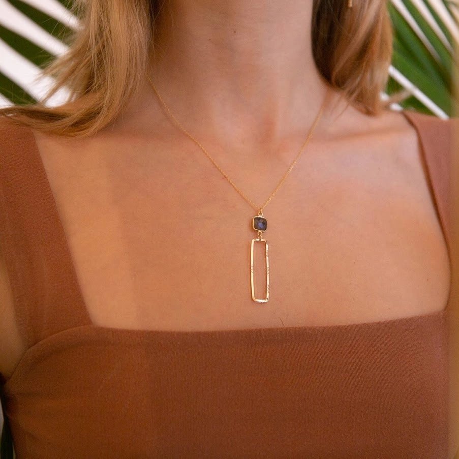 ‘Long Story’ Pendant Necklace with Labradorite