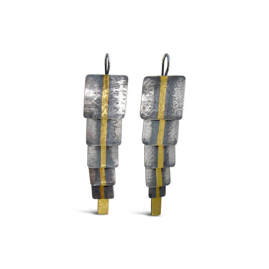 Mixed-Metal 'Longitude' Drop Earrings